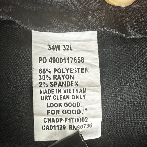 Reaction Kenneth Cole Pants Men 34 Techni-Cole Black Stretch Straight Flat Front - Picture 9 of 9